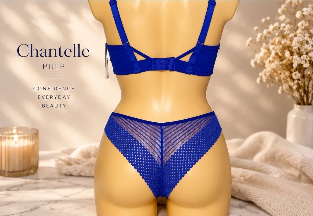 Chantelle Pulp Play komplet 70F i tanga 36/S kobaltowy - tył